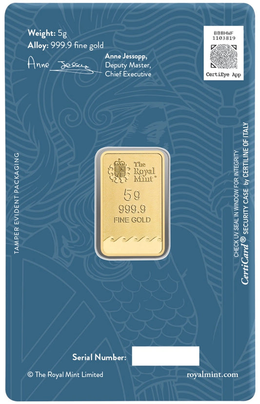 5g Gold Britannia Minted Bar 24-carat