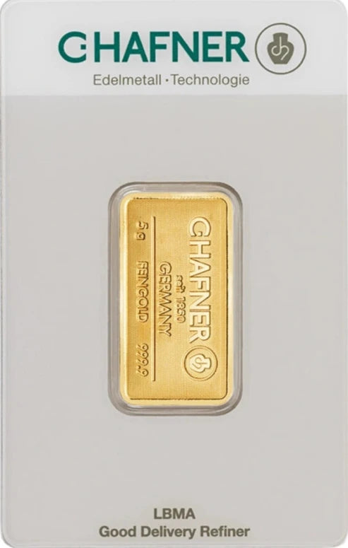 New 5g Gold Bar C. Hafner Minted 24-carat