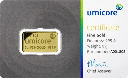 5g Gold Bar Umicore 24-carat