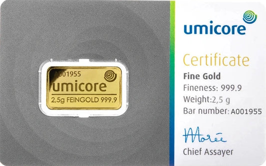2.5g Gold Bar Umicore