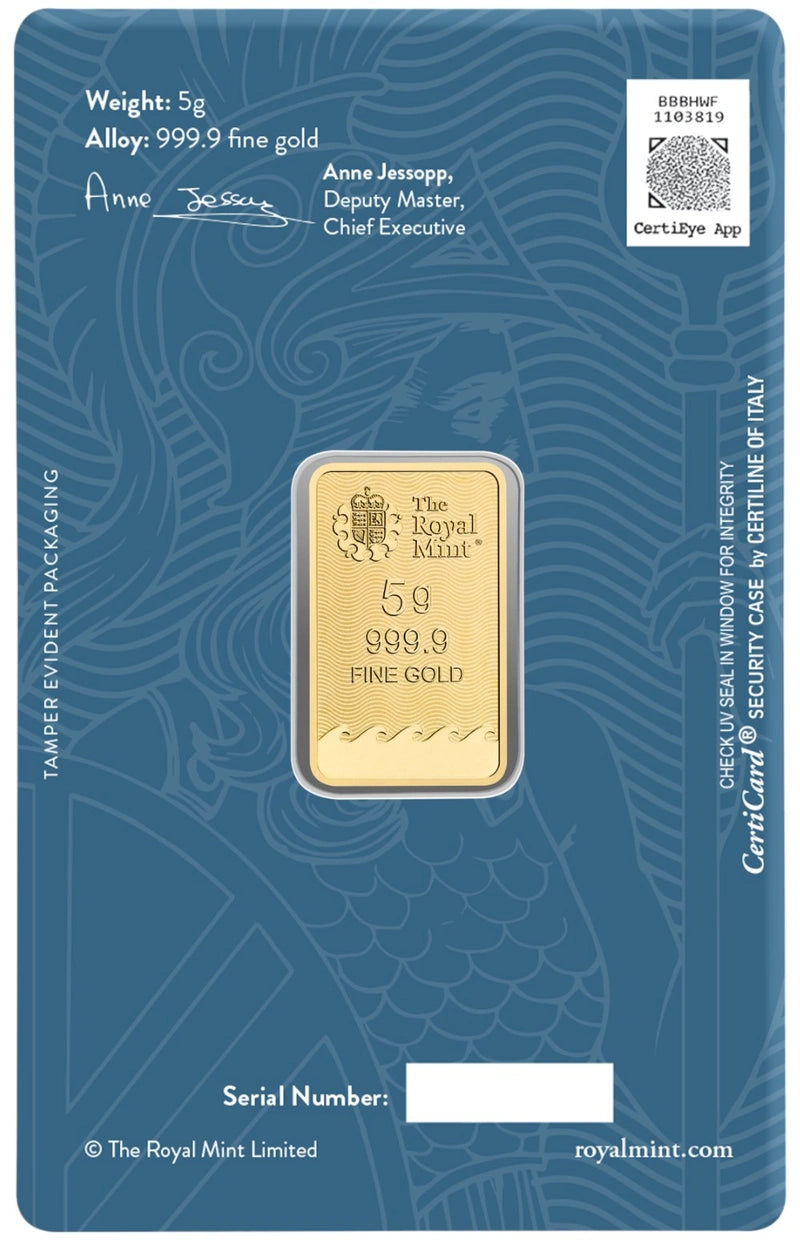 5g Gold Britannia Minted Bar 24-carat
